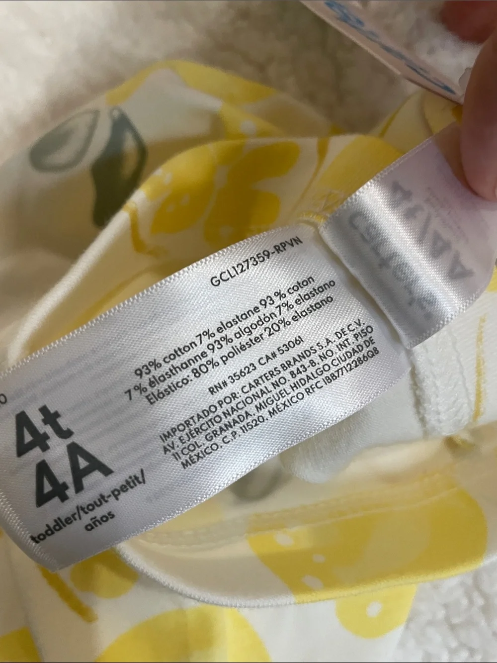 Carter's Lemon Print Tank & Bike Shorts Set - Yellow & Cream